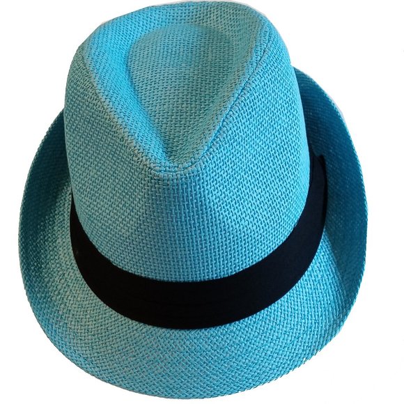 The Hatter Company Accessories - Straw Fedora (Aqua)